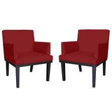 Combo 02 Poltronas Vitória Sala e Recepção Com Base de Madeira Suede Bordô - DS Estofados