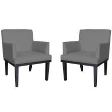 Combo 02 Poltronas Vitória Sala e Recepção Com Base de Madeira Suede Cinza - DS Estofados