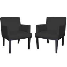Combo 02 Poltronas Vitória Sala e Recepção Com Base de Madeira Suede Preto - DS Estofados