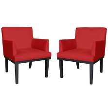 Combo 02 Poltronas Vitória Sala e Recepção Com Base de Madeira Suede Vermelho - DS Estofados