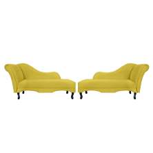 Combo 02 Recamier Namoradeira Divã Lado Direito e Esquerdo Olivia Suede Amarelo - DS Estofados
