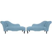 Combo 02 Recamier Namoradeira Divã Lado Direito e Esquerdo Olivia Suede Azul Turquesa - DS Estofados