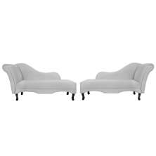 Combo 02 Recamier Namoradeira Divã Lado Direito e Esquerdo Olivia Suede Branco - DS Estofados