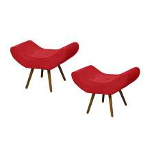 Conjunto 02 Puffs Banqueta Emília Em Suede Liso Vermelho - DS Móveis