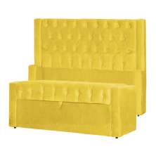 Conjunto Cabeçeira mais Calçadeira Baú Solteiro Emma Suede Amarelo