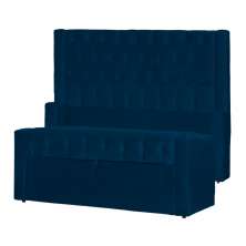 Conjunto Cabeçeira mais Calçadeira Baú Solteiro Emma Suede Azul Marinho