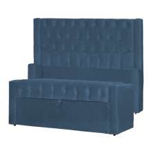 Conjunto Cabeçeira mais Calçadeira Baú Solteiro Emma Suede Azul Royal