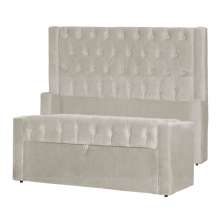 Conjunto Cabeçeira mais Calçadeira Baú Solteiro Emma Suede Bege