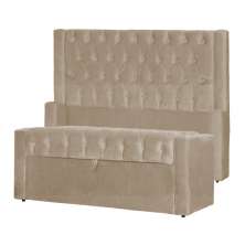 Conjunto Cabeçeira mais Calçadeira Baú Solteiro Emma Suede Cappuccino