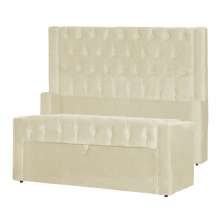 Conjunto Cabeçeira mais Calçadeira Baú Solteiro Emma Suede Marfim