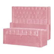 Conjunto Cabeçeira mais Calçadeira Baú Solteiro Emma Suede Rosa