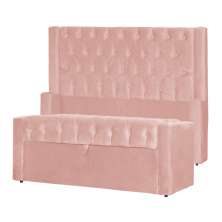 Conjunto Cabeceira e Calçadeira Baú Casal Emma Veludo Rosa