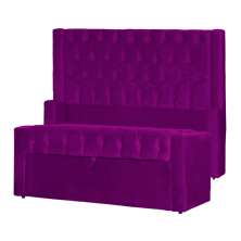 Conjunto Cabeceira e Calçadeira Baú Casal Emma Veludo Roxo