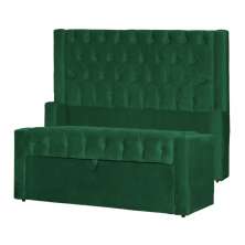 Conjunto Cabeceira e Calçadeira Baú Casal Emma Veludo Verde