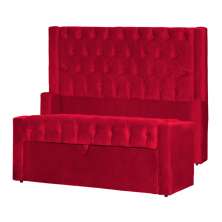 Conjunto Cabeceira e Calçadeira Baú Casal Emma Veludo Vermelho