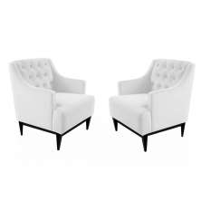 Kit 02 Poltronas Decorativa Clássica Capitonê Corino Branco - DS Móveis