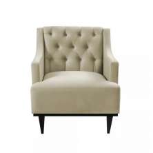 Kit 02 Poltronas Decorativa Clássica Capitonê Suede Bege - DS Móveis