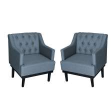 Kit 02 Poltronas Decorativa Clássica Linho Diversas Azul