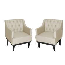 Kit 02 Poltronas Decorativa Clássica Linho Diversas Bege