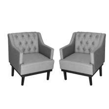 Kit 02 Poltronas Decorativa Clássica Linho Diversas Cinza