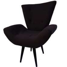 Kit 02 Poltronas Decorativa Emília Pés Tabaco Suede Preto - DS Móveis