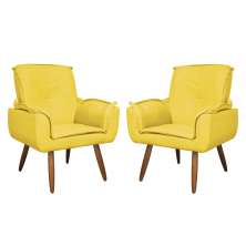 Kit 02 Poltronas Decorativa Emília Plus Amarela - Ds Móveis