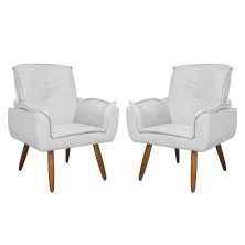 Kit 02 Poltronas Decorativa Emília Plus Suede Branco - Ds Móveis
