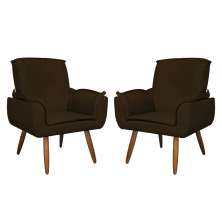 Kit 02 Poltronas Decorativa Emília Plus Suede Diversas Cores - Ds Móveis