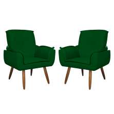 Kit 02 Poltronas Decorativa Emília Plus Suede Diversas Verde