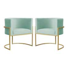Kit 02 Poltronas Decorativa Luana Luxo Veludo Acqua