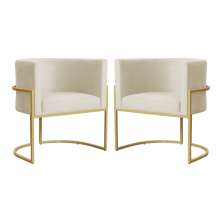 Kit 02 Poltronas Decorativa Luana Luxo Veludo Bege