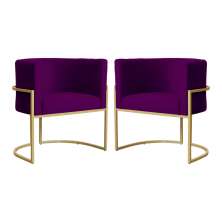 Kit 02 Poltronas Decorativa Luana Luxo Veludo Roxo