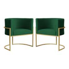 Kit 02 Poltronas Decorativa Luana Luxo Veludo Verde - DS Estofados