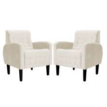 Kit 02 Poltronas Decorativa Luiza Para Escritório Veludo Bege - DS Estofados