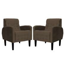 Kit 02 Poltronas Decorativa Luiza Para Escritório Veludo Marrom - DS Estofados