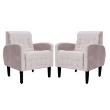 Kit 02 Poltronas Decorativa Luiza Para Escritório Veludo Rosê - DS Estofados