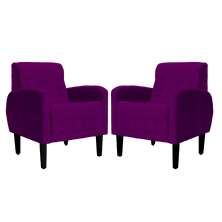 Kit 02 Poltronas Decorativa Luiza Para Escritório Veludo Roxo - DS Estofados