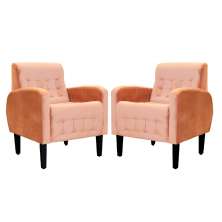 Kit 02 Poltronas Decorativa Luiza Para Escritório Veludo Terracota - DS Estofados