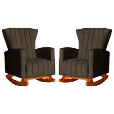 Kit 02 Poltronas Decorativa Melinda Pés Balanço Veludo Marrom