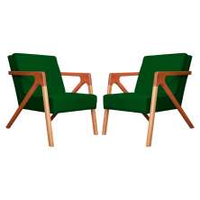 Kit 02 Poltronas Decorativa Monalisa para Sala Pequena Suede Verde