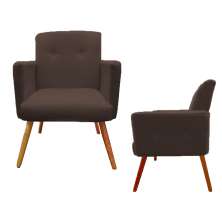 Kit 02 Poltronas Decorativa Pés Palito Nina Plus Suede Marrom - DS Móveis