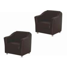 Kit 02 Poltronas Decorativa Para Sala e Escritório Tilla Napa Marrom - DS Estofados