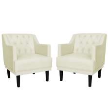 Kit 02 Poltronas Decorativas Clássica Pés Trapézio Suede Bege - DS Estofados
