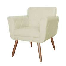 Kit 02 Poltronas Decorativas Isa em Tressê Suede Bege - DS Estofados