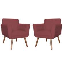 Kit 02 Poltronas Decorativas Isa em Tressê Suede Bordô - DS Estofados