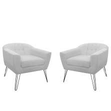 Kit 02 Poltronas Decorativas Jolly Pés Aramado Suede Branco - DS Estofados