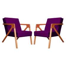Kit 02 Poltronas Decorativas Monalisa para Sala de Estar Veludo Roxo
