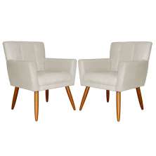 Kit 02 Poltronas Decorativas Onix Suede Bege - DS Móveis