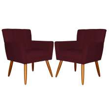 Kit 02 Poltronas Decorativas Onix Suede Bordô - DS Estofados