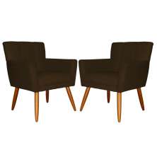 Kit 02 Poltronas Decorativas Onix Suede Marrom - DS Móveis